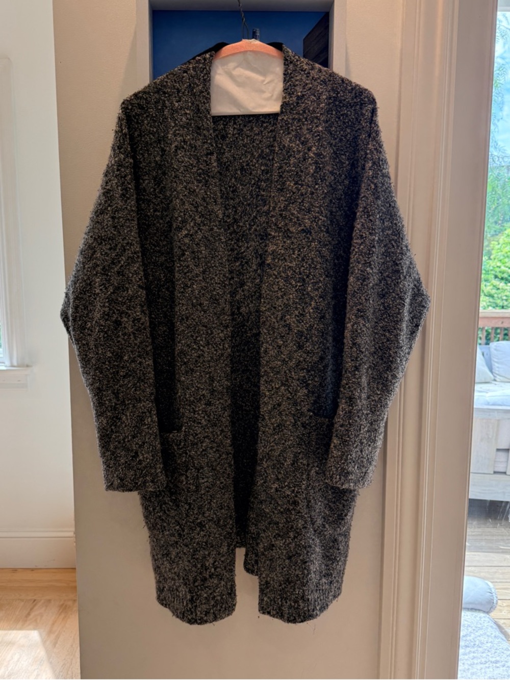 Rag & BoneCozy Open-Front Bouclé Cardigan - Charcoal Gray